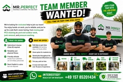 Team Member Wanted – Full-Time or Part-Time (Full Days) – Mr. Perfect Services, Kaiserslautern in Ramstein, Germany