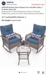 Rocking Chair Outdoor Set 2 w/Coffee Table, 3 Pc Wicker Bistro Set in Warner Robins, Georgia