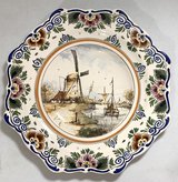 Vintage MCM Delft Dutch 15" Hanging Platter - Wind Mill Wall Art in Westmont, Illinois