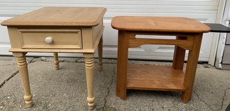 $15ea - Solid Wood End / Side Table - 1 drawer Broyhill or Mission Style w/pull out tray - Proje... in Westmont, Illinois