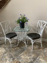 white rattan patio/small kitchen table and chairs in Houston, Texas