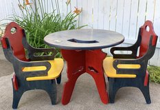 Vintage Kids / Toddler 3pc wood 2' Table & 2 Chairs Set in Naperville, Illinois