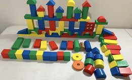 101pc Wood Building Blocks multicolored Set - Ages: 18mos & up in Naperville, Illinois