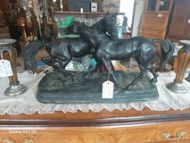 Bronze Arabian horse sculpture Titled L'Accolade in Fort Leonard Wood, Missouri
