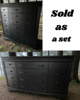 Huge Pulaski Dresser 78x21x44 & Chest 62x21x65 2pc Bedroom Set Black Satin New in Houston, Texas