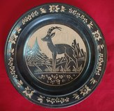 Northern Italian handmade wooden plate with steinbock in Okinawa, Japan