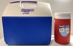 $10 Set - Igloo Playmate Elite Cooler AND Coleman 1/2 gal beverage Jug in Naperville, Illinois