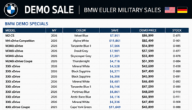 2025 & 2026 BMW & MINI DEMO SUPER SALE in Ramstein, Germany