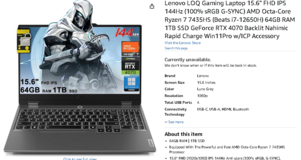 Lenova LOQ gaming laptop in Alamogordo, New Mexico