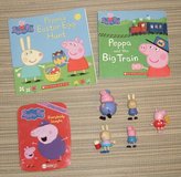 Lot of Peppa Pig Books and Action Figures (3 Books - 5 Figures) in Bolingbrook, Illinois