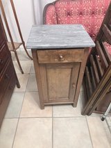 Vintage Rustic Marble Top Bedside Table / Cabinet in Ramstein, Germany