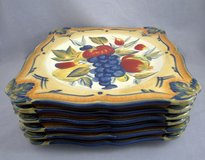 Certified International Pamela Gladding Tuscan Fruit 6 Dinner Plates 11.5" Square in Warner Robins, Georgia