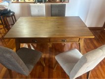 Solid Wood Dining Table with 4 Upholstered Chairs – Like New – in Okinawa, Japan