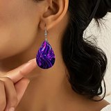 Colorful Starry Sky Fluid Texture Wooden Teardrop Earrings, New in Fort Polk, Louisiana