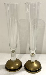 Vintage MCM Pier 1 Imports Set of 2 Glass & Brass Champagne Flutes in Naperville, Illinois