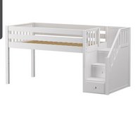 MAXTRIX GREAT Twin Low Loft Bed with Storage Stairs – Solid Wood – White in Stuttgart, GE