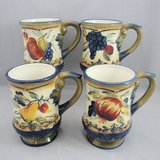 Certified International Pamela Gladding Tuscan Fruit Grapes Apple Pear Pomegranate 4 Mugs 18 oz in Warner Robins, Georgia