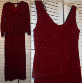 Sz 6 Ronnie Nicole Long Formal Burgundy Evening Dress w/Jacket in Naperville, Illinois
