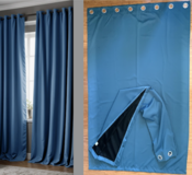 $10 - 2-pc Teal black out - Grommet Top Drapes / Curtain Panels set - 102"W ttl x 84"L in Naperville, Illinois