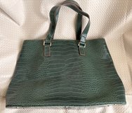 HAKU Tiara Tote Bag Croco Embossed Green Leather A4 Shoulder Bag Crown Logo in Okinawa, Japan