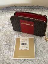 Michael Kors (MK) Compact Wallet in Classic Red & Brown in Warner Robins, Georgia