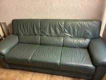 Very Nice Light Green Leather Couch and Love Seat Set in Ramstein, Germany