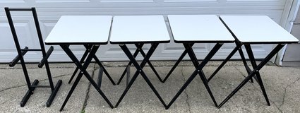 Vintage 60s MCM "Bantam Table" TV Snack Tray Table Set - 4 Tables + Stand in Joliet, Illinois