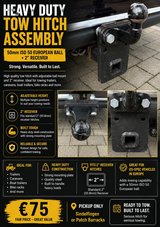 Heavy-Duty Tow Hitch Assembly – 50 mm European Ball + 2” Receiver in Stuttgart, GE