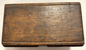 Antique 1889 patented Singer Sewing Machine Oak Puzzle Box w/ Attachments Set in Joliet, Illinois