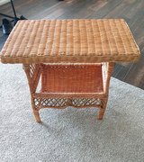 A wicker side table in Alamogordo, New Mexico