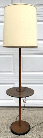 Vintage 60s MCM Floor Lamp w/ round table & Stiffel Fabric Shade in Naperville, Illinois