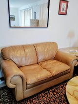 Four Piece Real Leather Matching Couch set and Marble Table in Ramstein, Germany