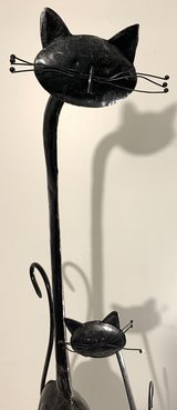 Set of 2 Retro Style Long-Neck Metal Cat Statues - 42" & 29"H Standing Decor in Naperville, Illinois