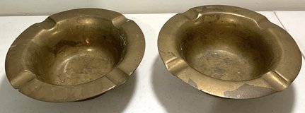 Vintage MCM solid Brass Ashtray Set of 2 - made in England in Joliet, Illinois