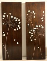 Wall Art 12"x36" wood Panels w/ Mother of Pearl- 2pc  Dandelion Design in Bolingbrook, Illinois