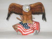 Beautiful Bald Eagle on American Flag Statue - Munro - 1995 - ELNC in Naperville, Illinois