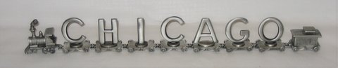 Vintage FORT Pewter Train - CHICAGO - 7 Letters + Engine & Caboose in Oswego, Illinois