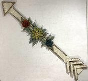 Wall Art - White Washed Wood Arrow with Metal Flowers in Westmont, Illinois