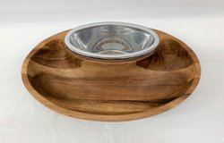 Nambe Dharma Chip & Dip Bowl Set - Handcrafted Alloy & Wood - NEW in St. Charles, Illinois