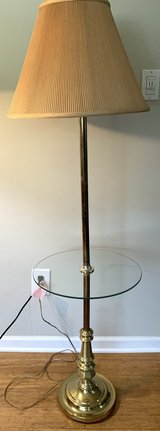 Vintage MCM Floor Lamp Brass w/ Glass Table in Naperville, Illinois