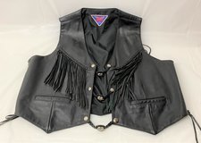 MOB Black Leather Men's-Women's Motorcycle Riding Vest - Snap Closures in Aurora, Illinois