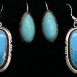 Two Pair Sterling Silver & Turquoise Earrings in Cherry Point, North Carolina