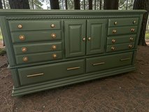 Huge Pine Wynwood Dresser Chest Buffet Dark Olive Satin Solid Wood 68x18x36 New in Kingwood, Texas