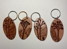 Keychain pyrography on leather in 29 Palms, California