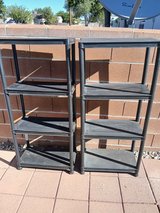 Two plastic shelves in Alamogordo, New Mexico