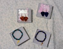 2 Glass bead cross bracelets and 2 pairs of guitar pick earrings in Macon, Georgia