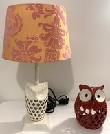 $10 for BOTH - Owl Lamp 18" tall *AND* 7" tall ceramic Candle Holder *EUC* in Bolingbrook, Illinois