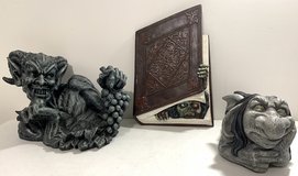 3pc Dragon Myths Gothic Set - Wall Hanging Spellbook - Troll & Demon Statues Set *EUC* in Joliet, Illinois
