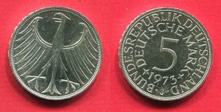 German 5 Mark coin, 1973J in Ramstein, Germany