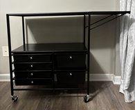 Metal Rolling Cart with 6 Sliding Drawers & Drop-Leaf Extendable Side Table in Warner Robins, Georgia